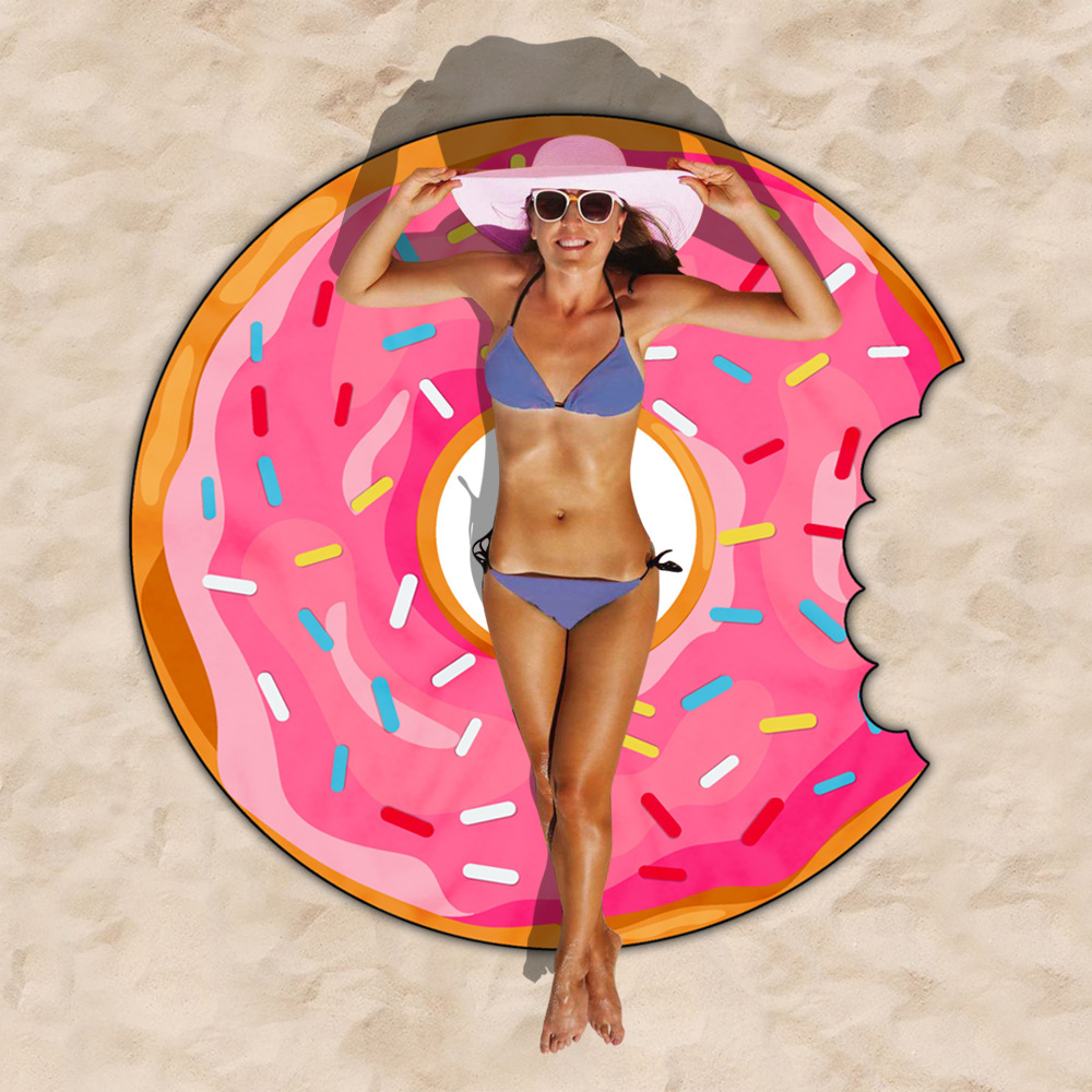 Donut Beach Mat Shaped Swimming Towels Beach Towel Irregular Towel Material Doughnut Mat Bath Towel Bath Robe Travel Towel Camp_voghion.com