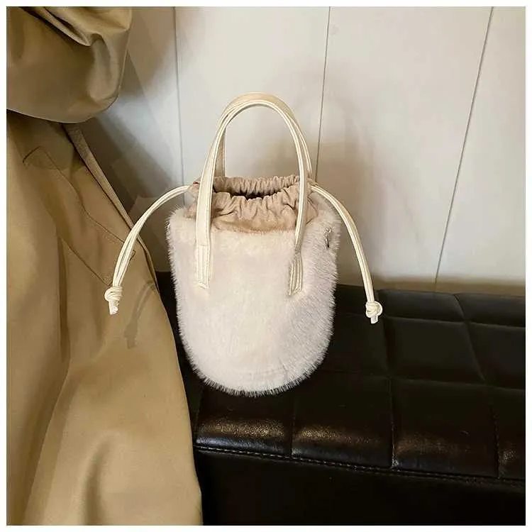 Borsa a secchiello in peluche retro donna borsa a tracolla_voghion.com