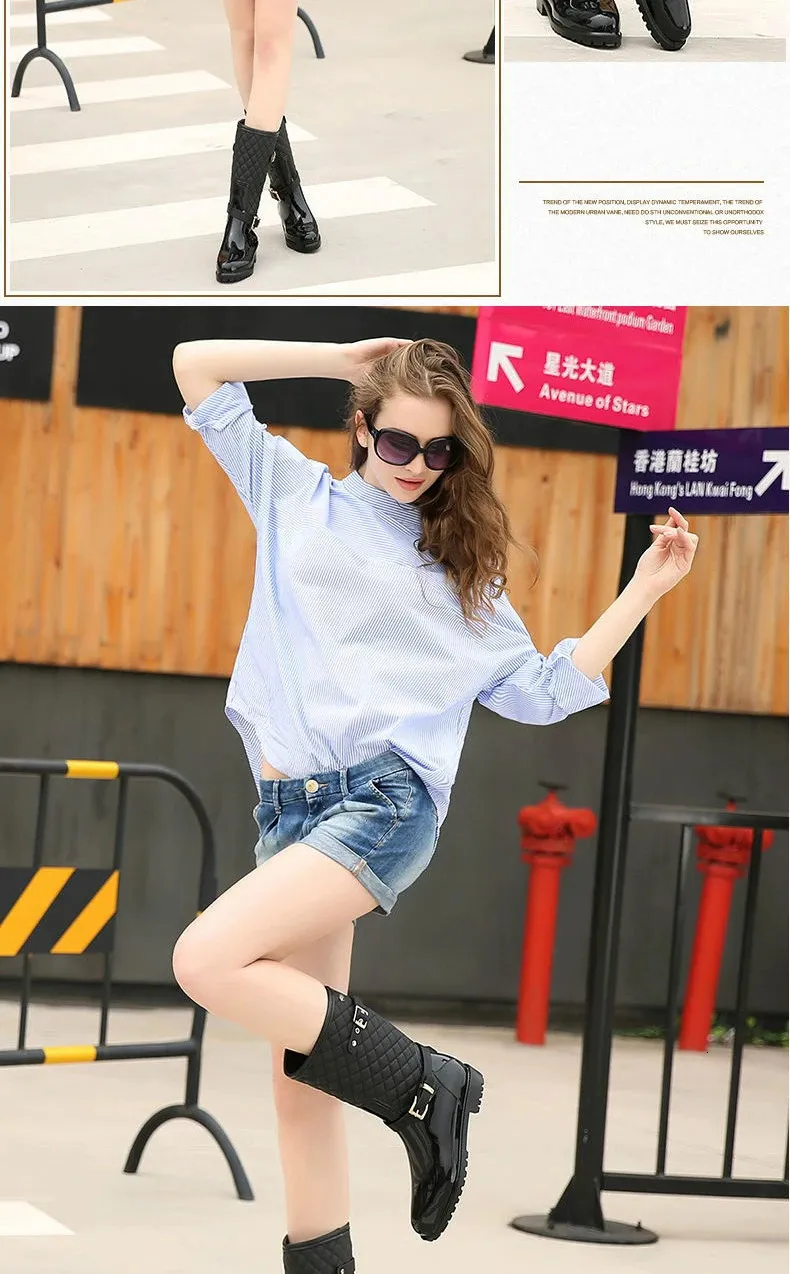 Fashion High Quality Water Shoes Warm Plaidlady Womens Rain Boots 241126_voghion.com
