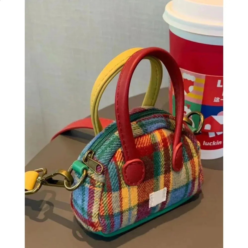 Handtasche, Schultertasche, Umhängetasche, Retro-Plaid-Kopfhörer, kleine Weihnachts-Geldbörse, Geschenk für Mama 240912_voghion.com