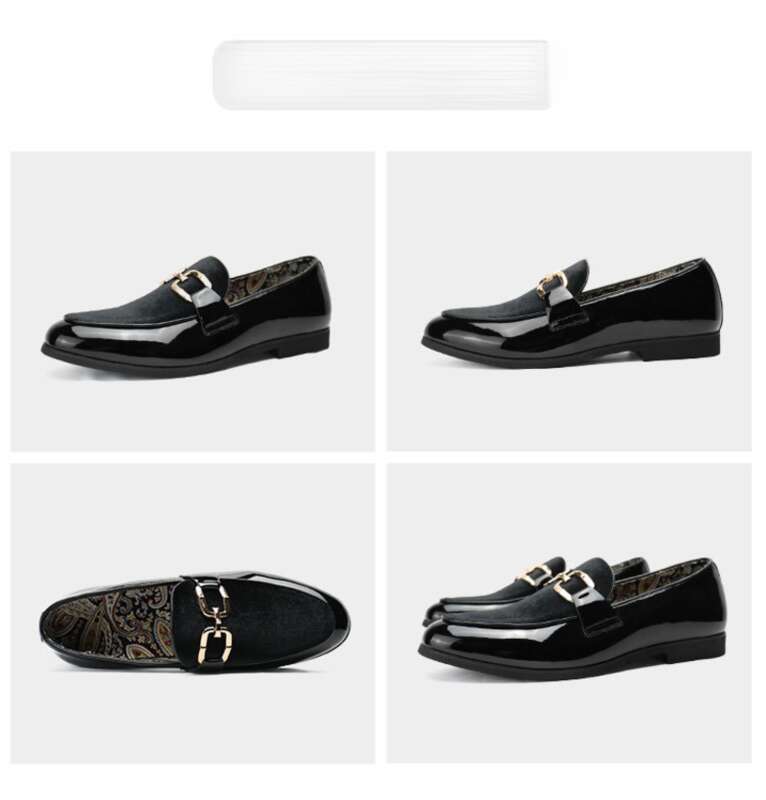 Neue Lederbohnenschuhe mit dicken Sohlen, bequem, atmungsaktiv, elastische Herrenschuhe, gestreifte Lederschuhe_voghion.com