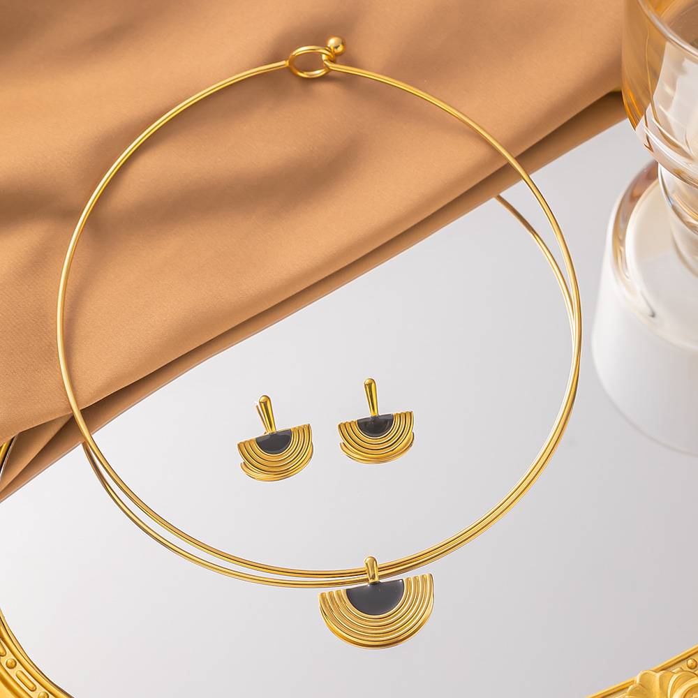 New French design earrings necklace set for women classical Egyptian studs earrings for women metal temperament
