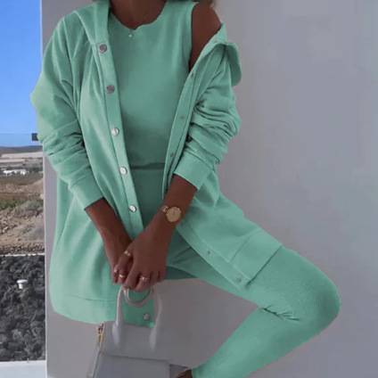 Ensemble 3 pièces pour femme : sweat à capuche, débardeur côtelé et pantalon de jogging – Tenue décontractée coupe slim – Du S au 5XL_voghion.com