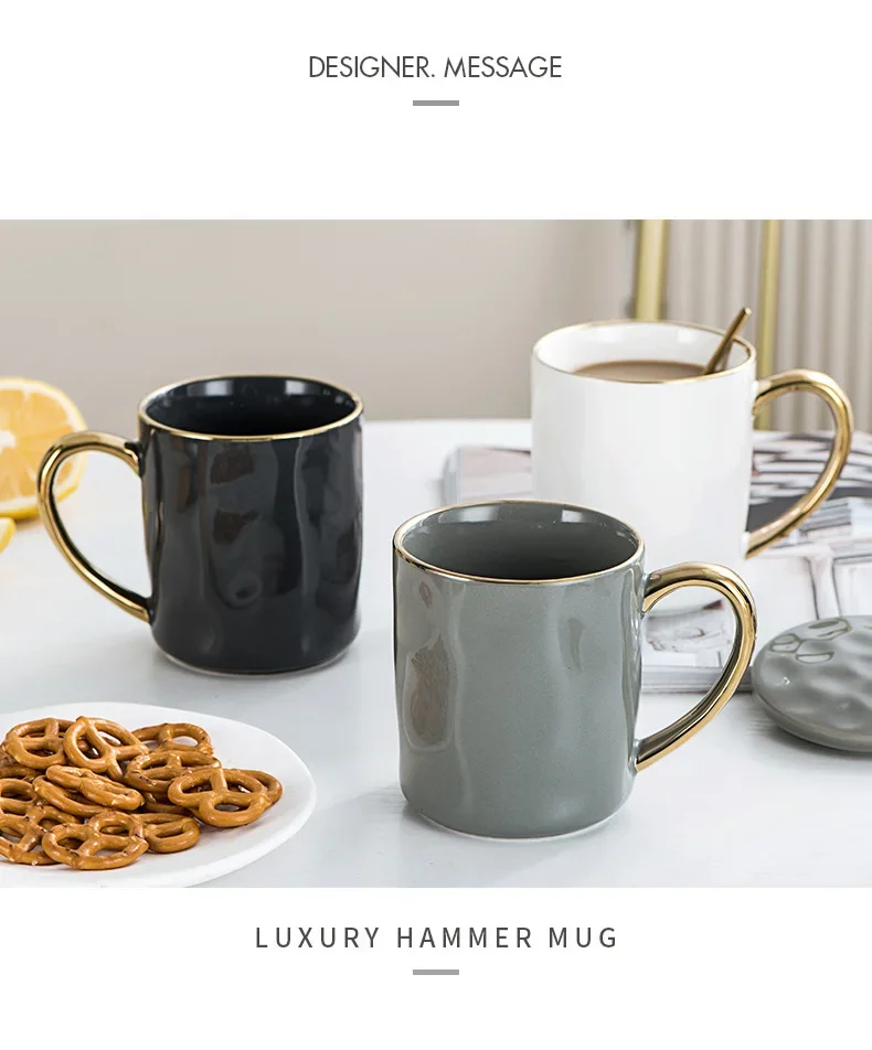 Nordic Style Ceramic Coffee Mug With Gold Rim For Tea And Milk_voghion.com
