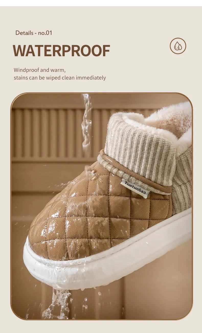 Scarpe invernali calde antiscivolo con suola spessa, con borsa in pile e pantofole in cotone per uso esterno 250724_voghion.com