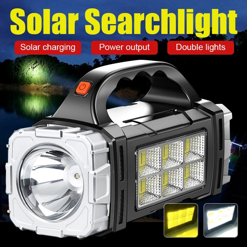 Powerful Solar Led Searchlight Rechargeable Torch For Camping_voghion.com