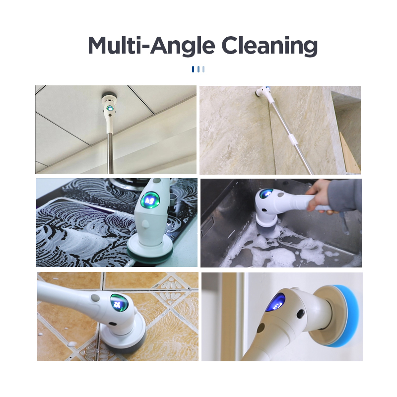 Neue elektrische Reinigungsbürste für Badezimmer und Küche, multifunktionale 8-in-1-Reinigungsbürste mit LED-Nachtlicht, drehbare Haushaltsbürste_voghion.com