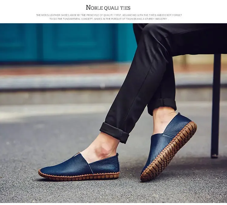 Grande taille 48 49 en cuir véritable plat hommes blanc doux espadrilles décontractées mâle confortable marche conduite chaussures mocassins mocassins_voghion.com