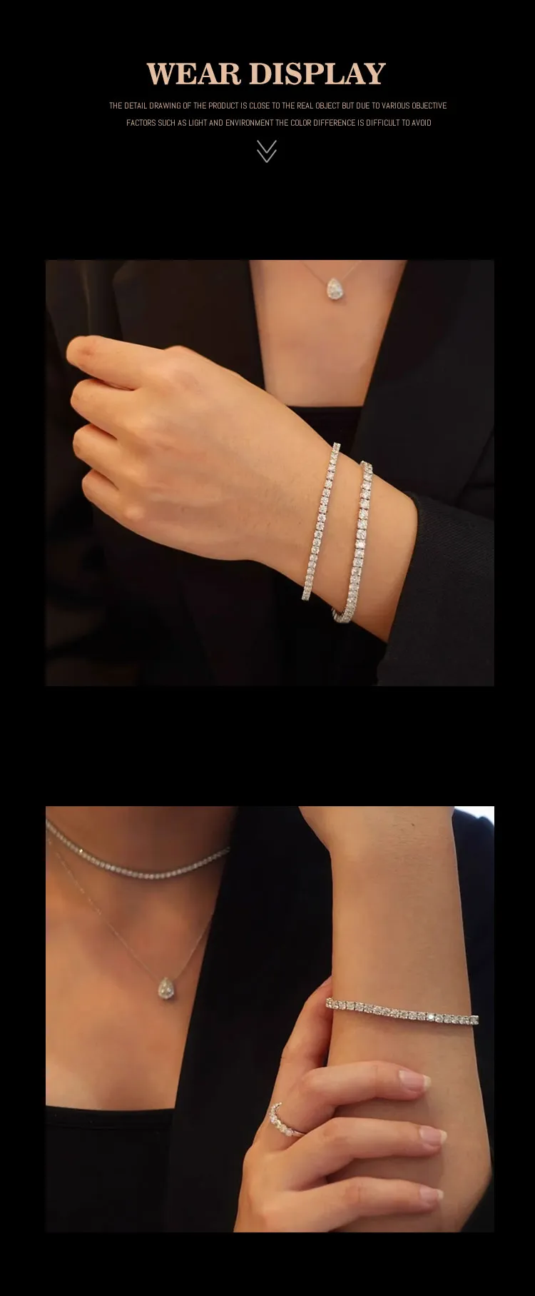 Sterg Sier Moissanit Kette Bracelet Fein Bijouen GRA Zertifikat VVS VS Dia Halskette Hip Hop Stil Tenniskette_voghion.com