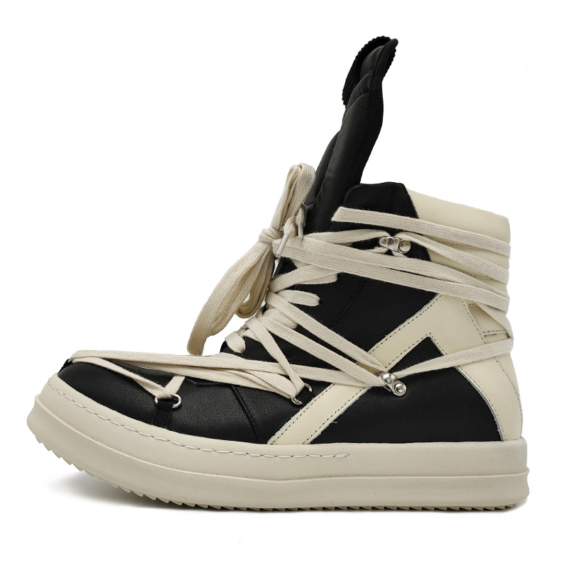 Shoes Men’s High Top Sneakers Trendy Classic Genuine Leather Spring Autumn Heavy Duty Five Pointed Star Six Pointed Star Graphic Shoes