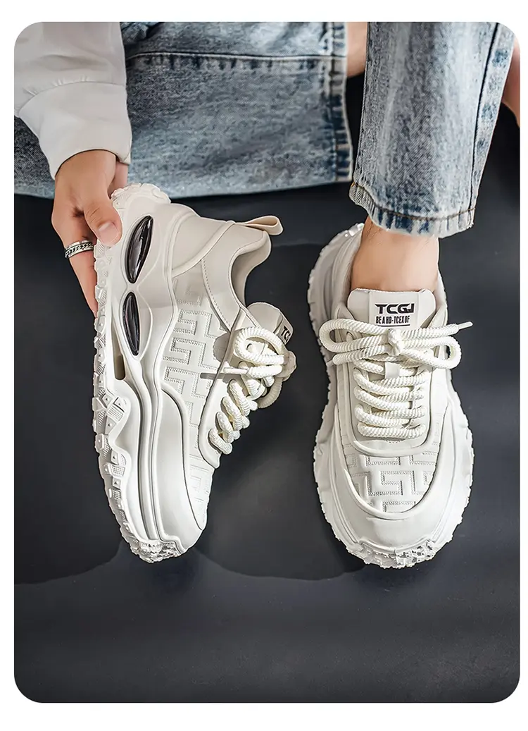 Chaussures de sport antidérapantes pour hommes, chaussures décontractées à plateforme rehaussante, chaussures tendance pour papa_voghion.com
