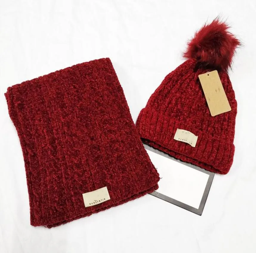 Επωνυμία Χειμερινά πλεκτά Beanies Καπέλα σετ κασκόλ Γυναικεία Χοντρό ζεστό καπέλο ανδρικό πλεκτό Letter Bonnet Beanie Caps Σετ ιππασίας εξωτερικού χώρου_voghion.com