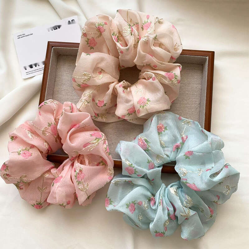 CANYI Early Spring Mesh Floral Super Fairy Hair Rope Elastic Band Women's High-end Feeling Tied Ponytail Simple_voghion.com