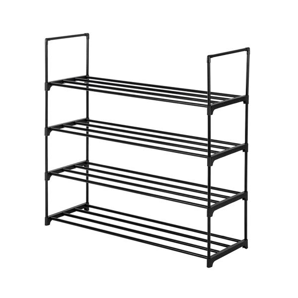 13-Tube 4-Tier Shoe Rack – Space-Saving Stackable Design, Holds 15 Pairs (90x30x65cm, Black) – Ideal For Entryway, Closet & Dorm_voghion.com