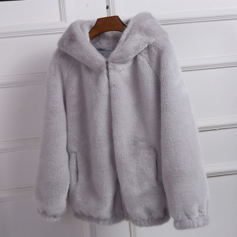 ​​"Double-Sided Fleece Hooded Jacket - Oversized Plush Zip-Up Coat ( ) S M L XL"​​