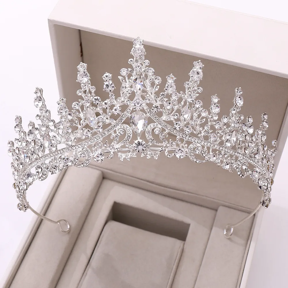 Upeat Sier-väriset kristallisetit, muoti tiaras-kruunukorvakorut, kaulakoru, naisten hääpukukorusetti_voghion.com