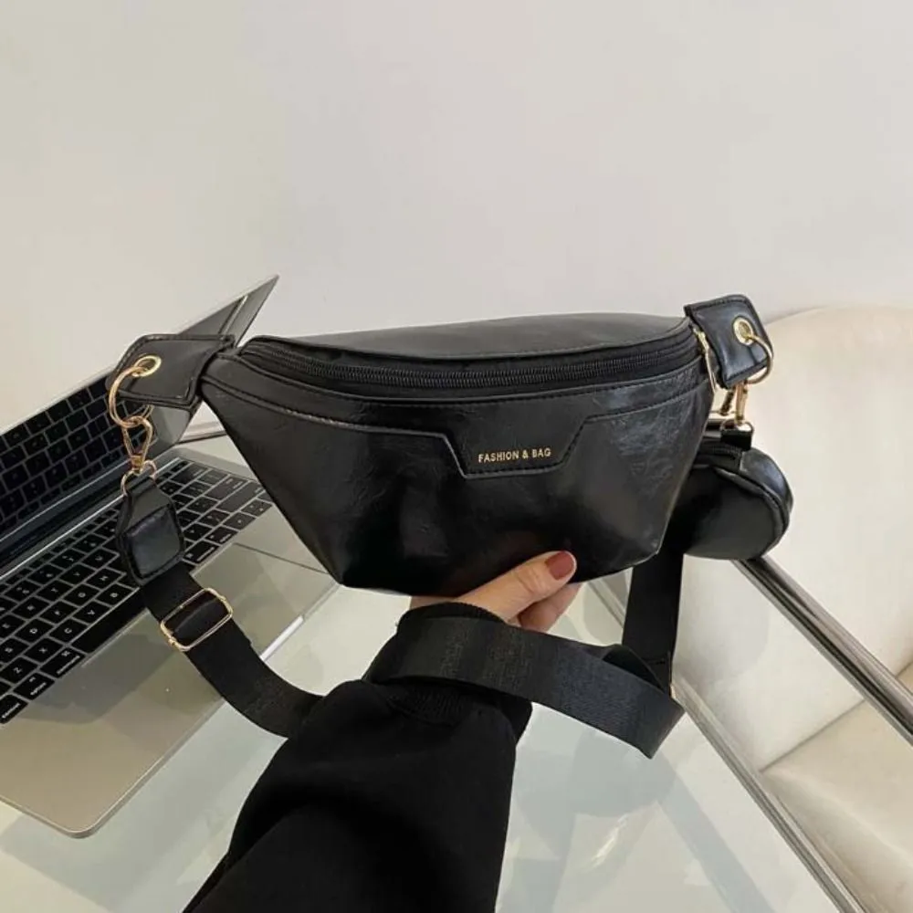 Marsupio da corsa di grande capacità, stile coreano, con portamonete e tracolla a mezzaluna, in PU, di design, per studenti_voghion.com