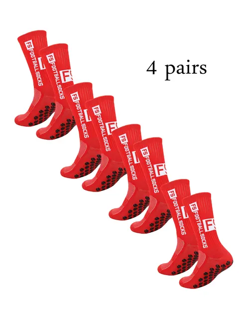 4 Pairs Of New FS Mid Tube Glued Football Socks For Sports Training And Competition, Non Slip And Breathable Socks_voghion.com