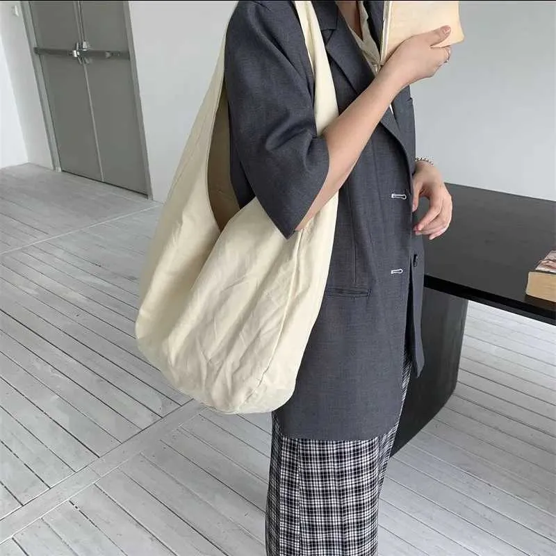 Grande borsa a tracolla retro in tela per donna stile hobo_voghion.com