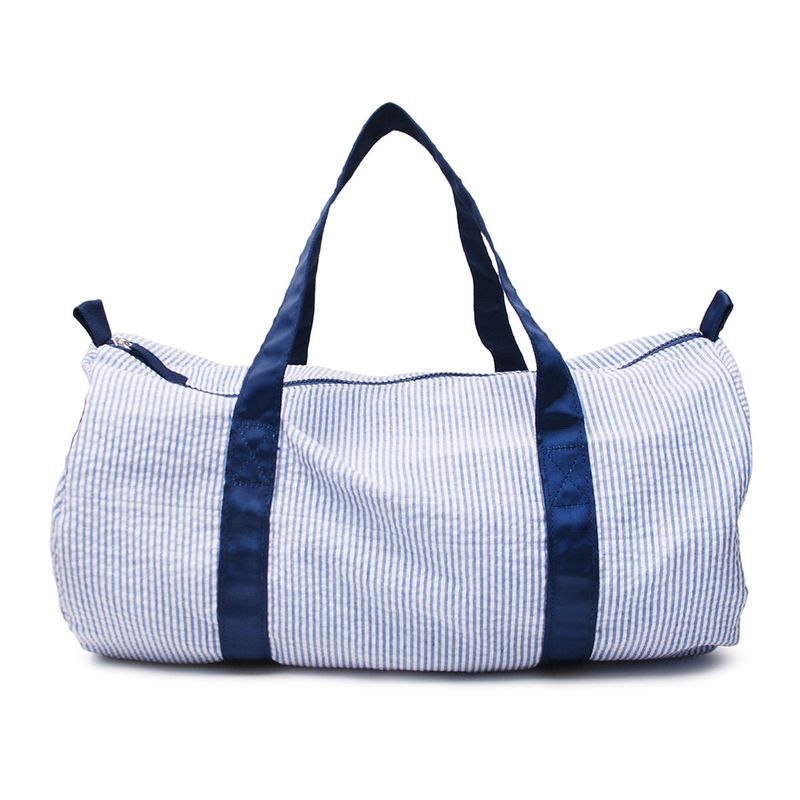 Domier Seersucker Baumwolle Reisetasche Gepäcktasche tragbare Zylindertasche Acryl Kunststoff Zahn Reißverschluss_voghion.com