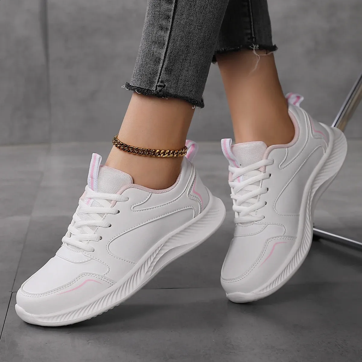 Pantofi sport pentru femei, pantofi de tenis la modă, confortabili, sport, pantofi casual de primăvară-vară, pantofi pentru femei din PU, 240809_voghion.com