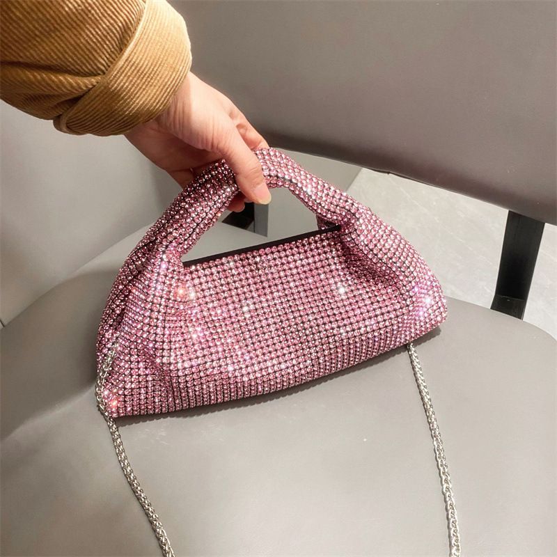 Guangzhou Fashion Super Sparkg Borsa a tracolla singola da sera in tinta unita con tracolla in acqua Dia per donna_voghion.com