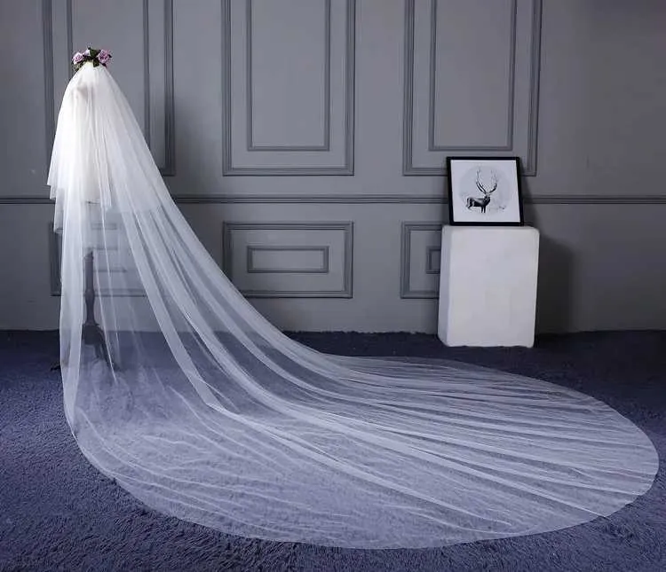 Hair Jewelry Velo De Novia Ivory Two-layer Bridal Acceorie Wedding Long Cathedral Veil With Comb Vive Le_voghion.com