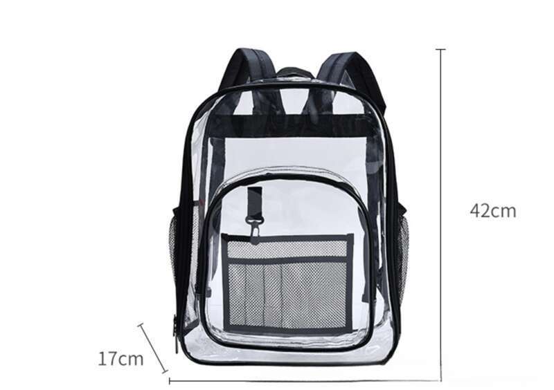 Vandtæt herre udendørs PVC-studerende gennemsigtig rygsæk_voghion.com
