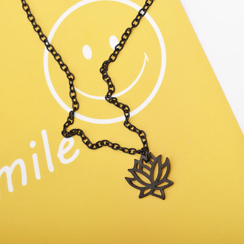 Collane con ciondolo a forma di loto, alla moda, a catena, con collana fine per le donne, gioielli estetici yoga e fiori, per feste di nozze_voghion.com