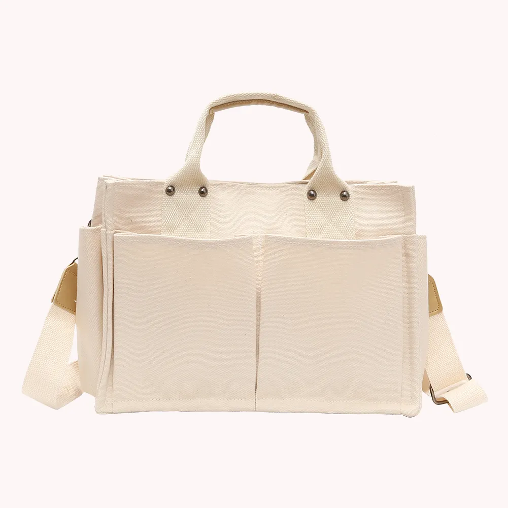 Borsa a tracolla in tela, alla moda, con manico superiore, grande capacità, multitasche, tracolla regolabile, semplice e portatile per il fine settimana_voghion.com