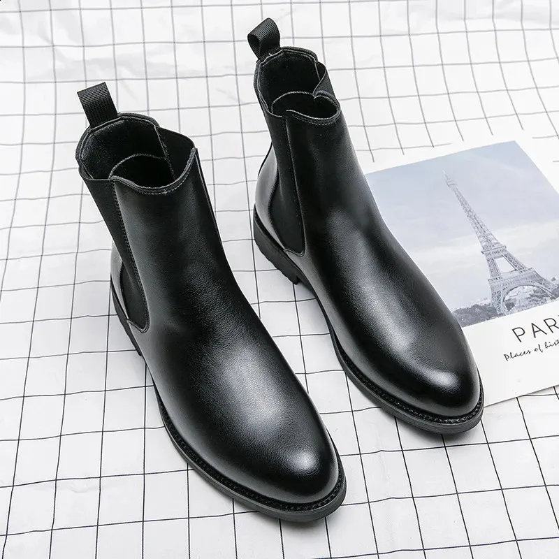 British Style Men Mid Calf Dress Business Formal Ankle Boots Autumn Men's Split Leather Shoes 240830_voghion.com