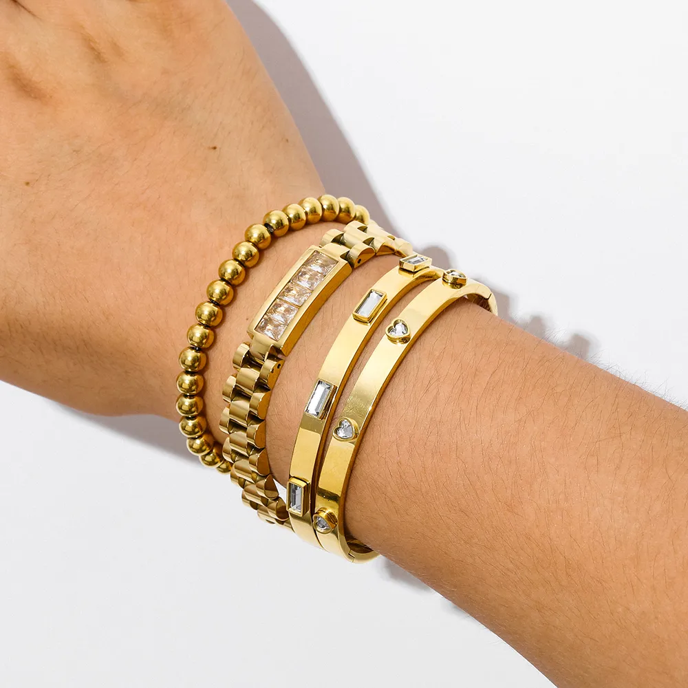 Charm Armbänder Joolim Schmuck Großhandel High End PVD No Fade Chunky Clear Rechteck Zirkonia Armband Kette Edelstahl_voghion.com