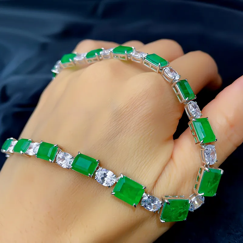 Ketten 2022 S Sier Halskette Klassische grüne Frauen Advanced Smaragd Weiblicher Schmuck_voghion.com