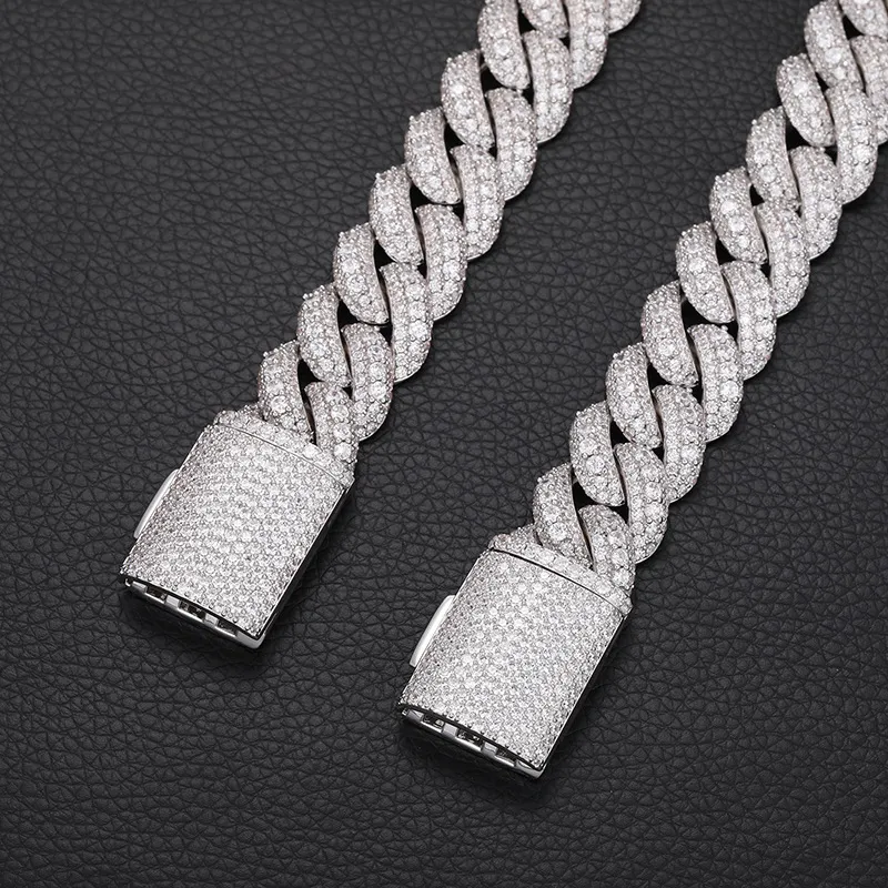 Collana di gioielli in zircone 5A ghiacciata, bracciale da uomo, catena a maglie cubane in rame, larghezza 18 mm_voghion.com