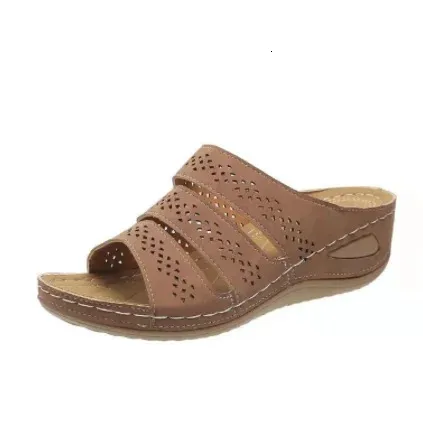 Out Peep Vrouwen Holle Pantoffels Wig Open Teen Sandalen Vintage Antislip Vrouwelijke Platform Retro Schoenen Orthopedisch_voghion.com