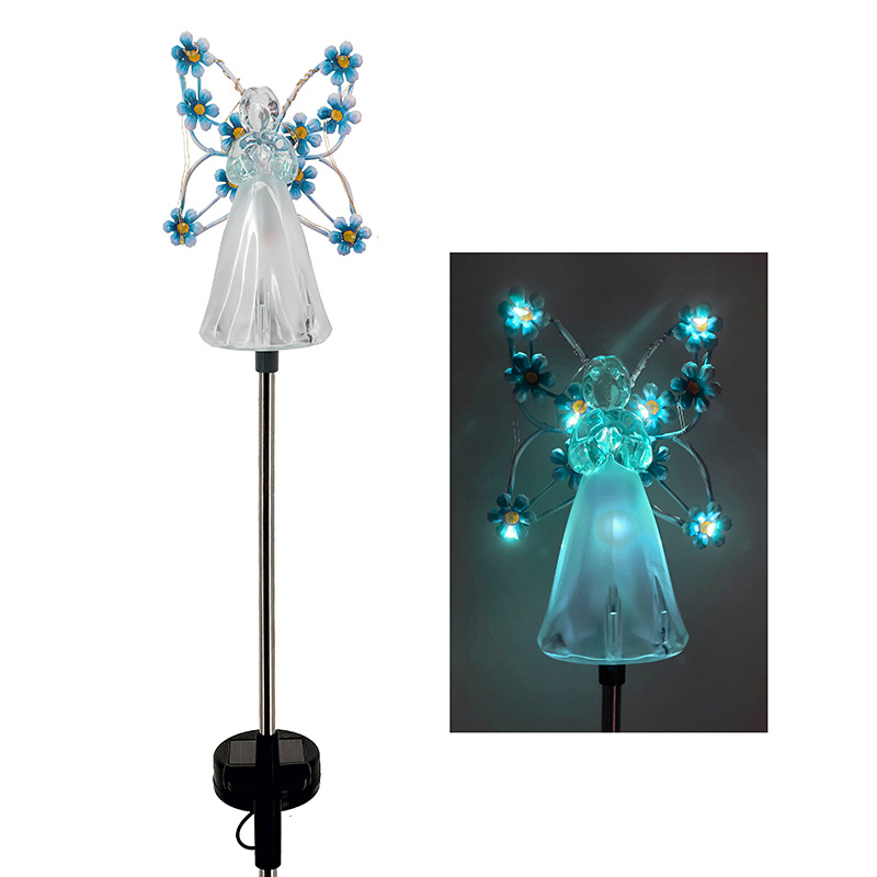 Luminária solar de anjo em LED para decoração de jardim, gramado, exterior, à prova d'água, para paisagismo, pátio, caminho, Natal e homenagens póstumas._voghion.com