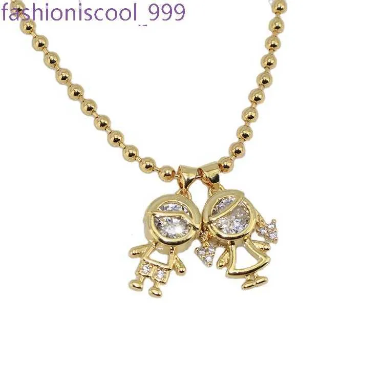 NZ1428 Collier délicat plaqué or avec micro pavé de zircons cubiques pour garçon et fille, pendentif à breloque pour enfants, chaîne à billes_voghion.com