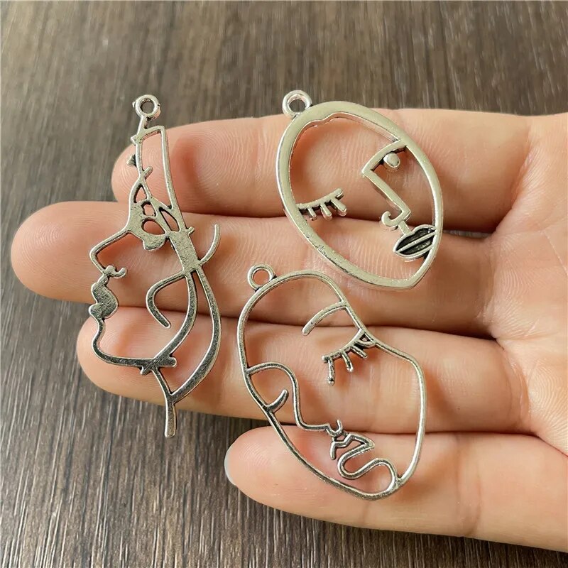 JunKang 10 Parça Alaşımlı Charm Portre Güzel Kadın Kolye DIY Yapımı Bilezik Kolye Bağlantı Parçası_voghion.com