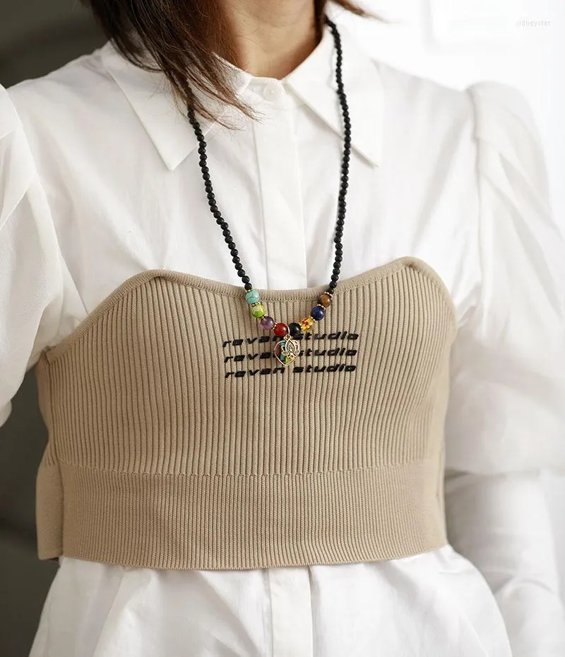 Collares colgantes con piedra de lava, equilibrio energético, chakras, corazón, dije, collar de cuentas para mujer, pulseras elásticas de yoga._voghion.com