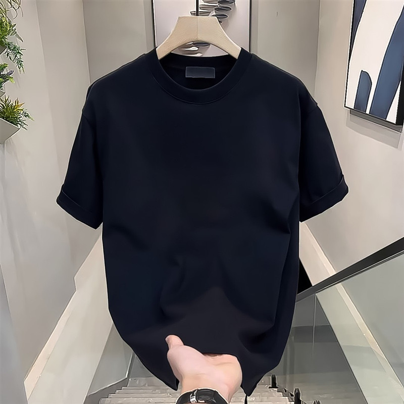 Ropa de hombre Nueva camiseta de oso de manga corta de primavera y verano para hombre, camiseta de algodón puro, versátil, informal, de peso pesado, de marca, camiseta de fondo, camiseta superior