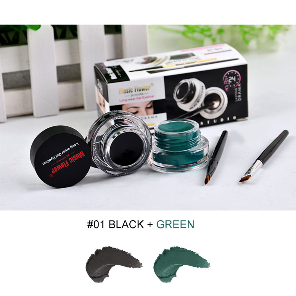 Makeup / Music Flower 1007 Dual Color Eyeliner Gel 2-Pack Black + Brown_voghion.com