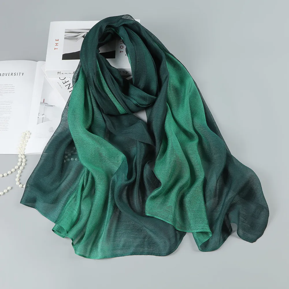 Gradual Change Mulberry Silk Scarf For Women Lightweight Shawl_voghion.com
