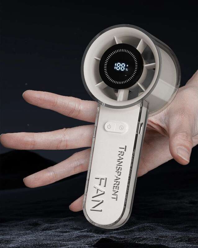 Kézi integrált intelligens digitális kijelzős ventilátor, kültéri hordozható, nagy sebességű kis szélágyú, mini USB töltés,_voghion.com