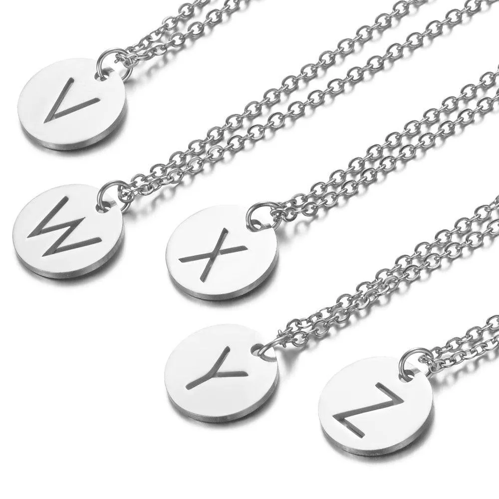 Sier Iniziali Acciaio Inossidabile Donne Ciondolo Gioielli A-Z 26 Lettere Hollow-Out Iniziale Collana Choker Regali Individuali_voghion.com