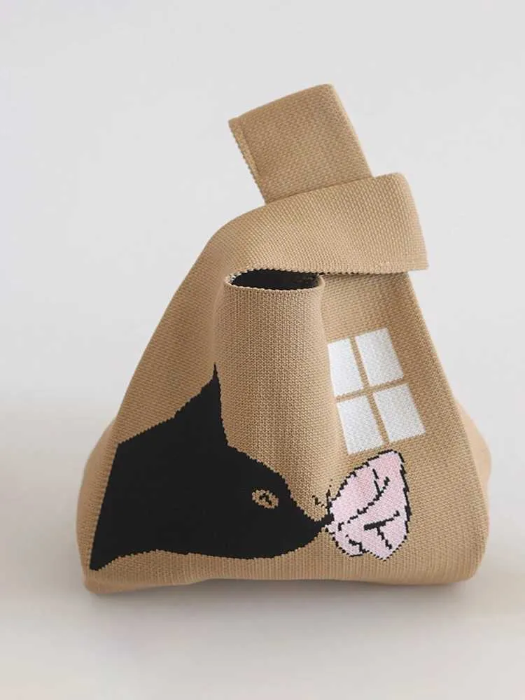 Simple handmade bra Fem leisure niche design knitted handbag student reusable shopping bag Y241106_voghion.com