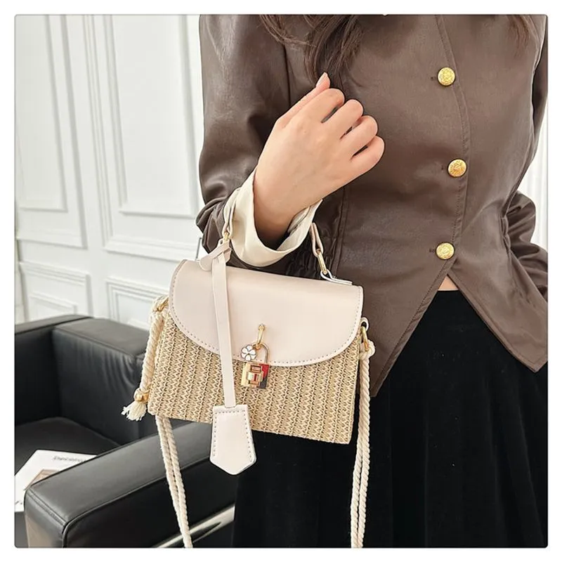 Woven Single Shoulder Crossbody Bag Premium Texture Small Square_voghion.com