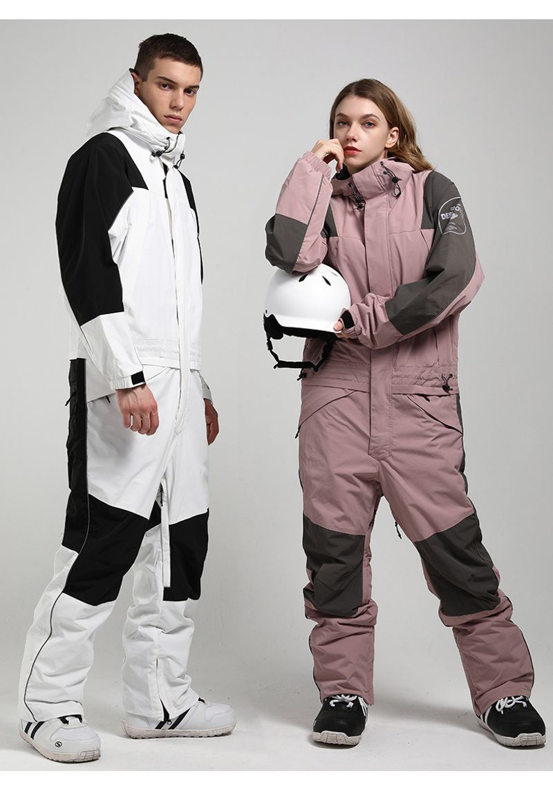 New ski female set fluorescent camouflage warm waterproof breathable night field single and double board one-piece snow_voghion.com