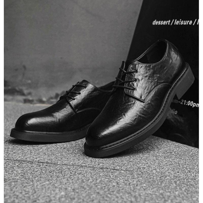 Nové business casual šaty s vrstvou hovězí kůže, pohodlné černé, svatební, pánské malé kožené boty_voghion.com