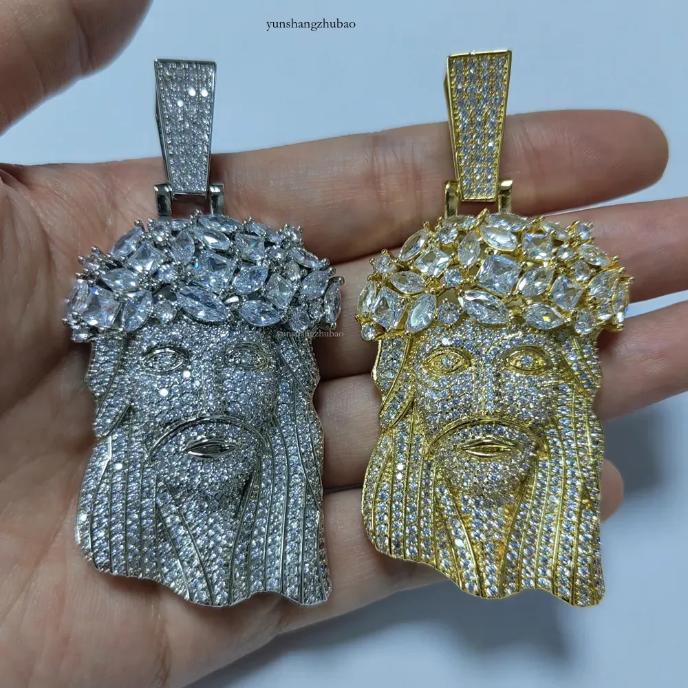 Personalizado Iced Out Vvs Certificado Com 13mm Moissanite Cubano Corrente Colar Hip Hop Jóias Presente Masculino Pingente Jesus_voghion.com