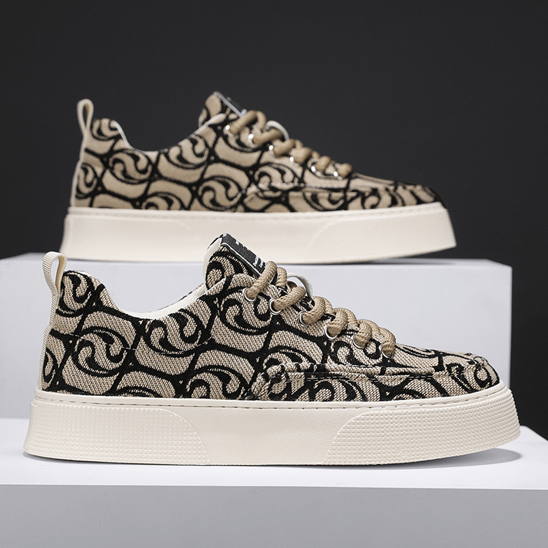 Spring Printed Embroidered Fabric Casual New Soft Sole Trend Sports For Low Cut Men's Shoes_voghion.com